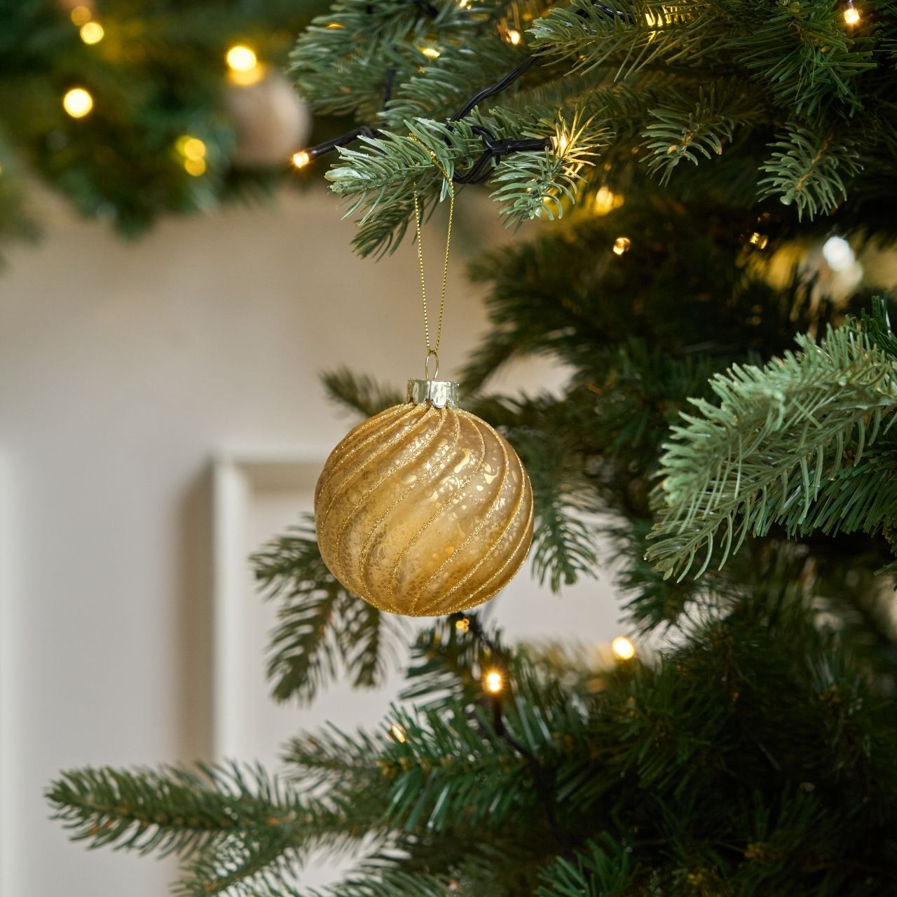 Julekugle m. swirls, 4 stk.